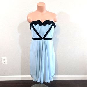 Marchesa Notte Light Blue Silk Strapless Party Dress // Size 12